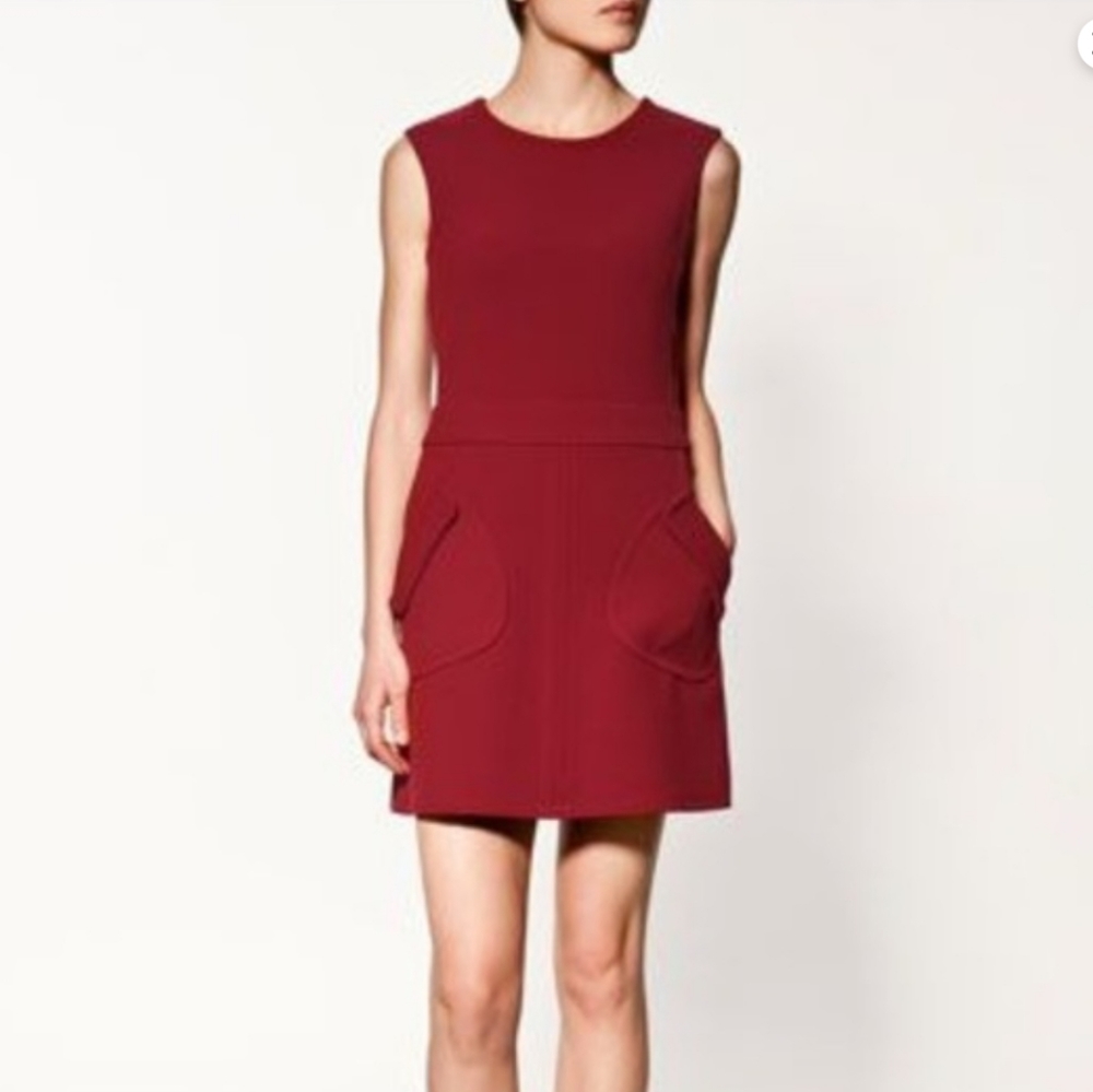 ZARA Woman Red Dress with Pockets NWOT - M